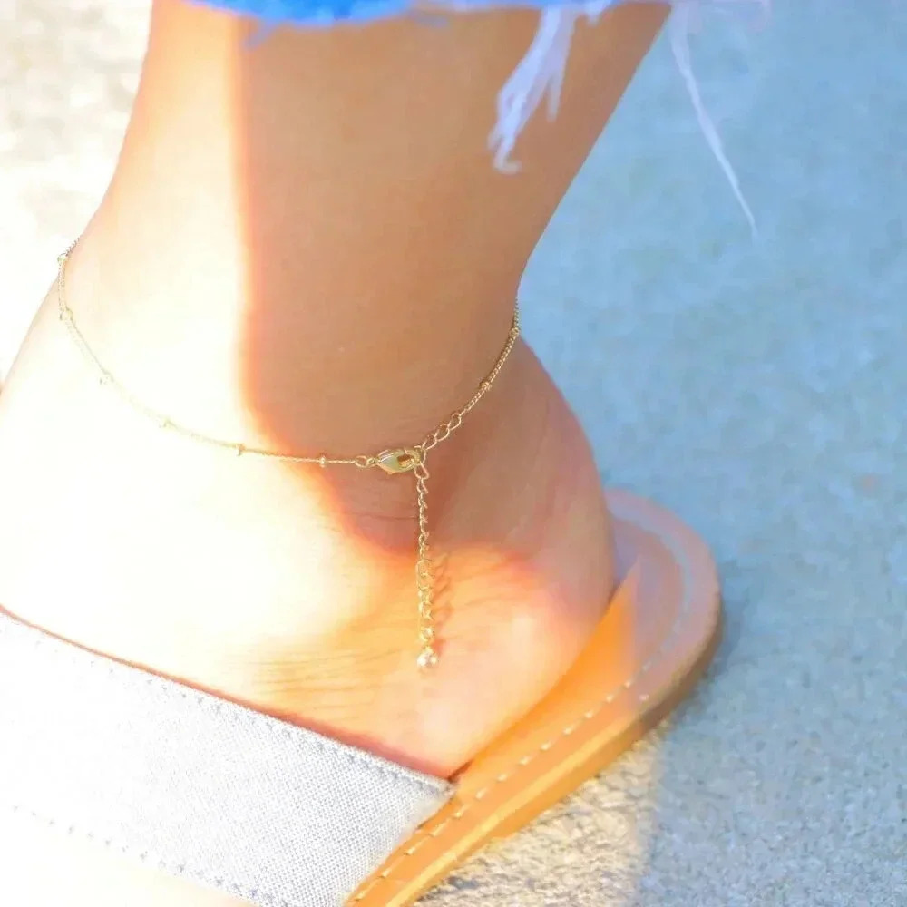 💛GORGEOUS ROUNDED BEADS ANKLET ESSENTIAL CHAIN SOLID GOLD BRACELET, ELDM22337 - Picture 13 of 13